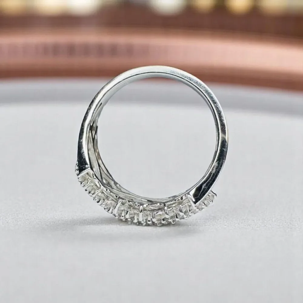 10K Gold- 2 Carat TW- Diamond Ring -Size 7- White Gold -Cluster Pave Ring -3g